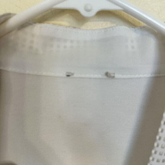 Chicos Womens White Vinyl Jacket Mesh Open Front Vtg Style 80s Large Party - Picture 12 of 13